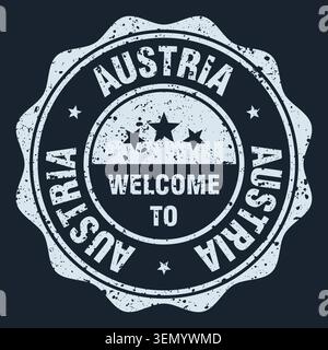 Welcome to Austria stamp. Welcome to Austria white grunge round stamp Stock Vector