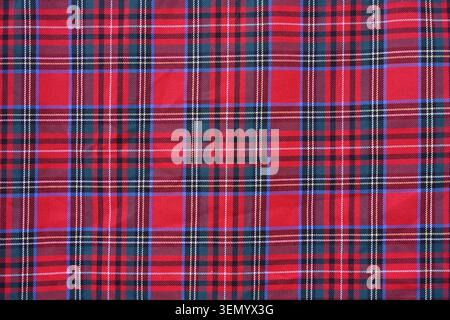 Classic Red Plaid Tartan Fabric Texture Background. High quality photo Stock Photo
