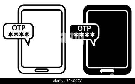 Otp sms password icon. Otp sign. Smartphone text message symbol. Mobile notification logo. flat style. Stock Photo