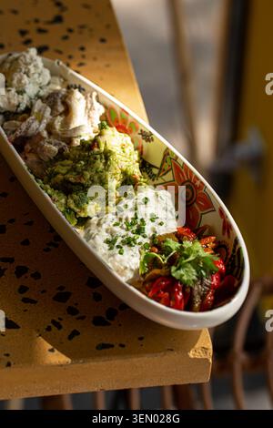 Assorted Mediterranean dips and appetizers platter Stock Photo