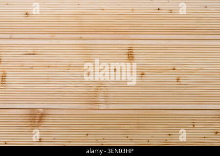 Larch floor painted special protective oil as wooden board, pattern or background. Top view. Stock Photo