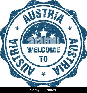 Welcome to Austria stamp. Welcome to Austria red grunge round stamp Stock Vector