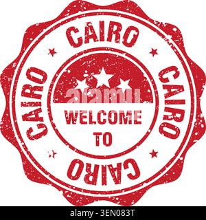 Welcome to Cairo stamp. Welcome to Cairo red grunge round stamp Stock Vector