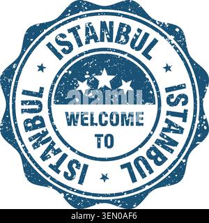 Welcome to Istanbul stamp. Welcome to Istanbul red grunge round stamp Stock Vector
