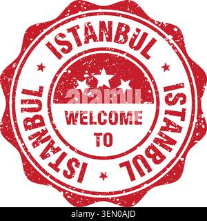 Welcome to Istanbul stamp. Welcome to Istanbul red grunge round stamp Stock Vector