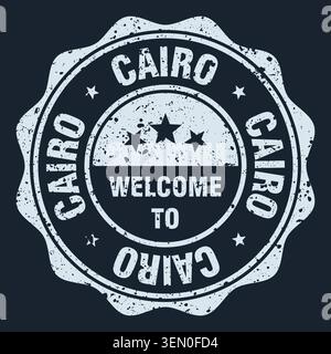 Welcome to Cairo stamp. Welcome to Cairo white grunge round stamp Stock Vector
