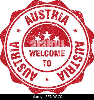 Welcome to Austria stamp. Welcome to Austria red grunge round stamp Stock Vector