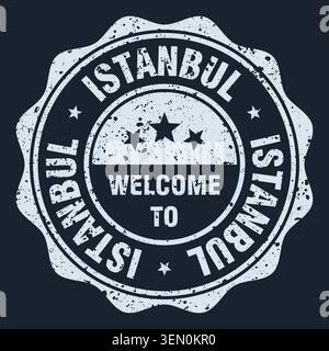 Welcome to Istanbul stamp. Welcome to Istanbul white grunge round stamp Stock Vector