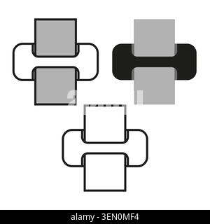 Minimalist printer icon set in outline and solid styles vector. Perfect for user interface design and digital document actions. EPS 10. Stock Vector