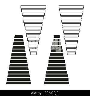 Abstract geometric funnel and pyramid diagram elements vector. Perfect for business infographics and marketing data visualization. EPS 10. Stock Vector