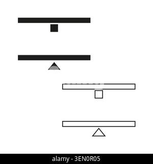 Simple black and white balance and equilibrium icons set vector. Perfect for finance law infographics and business presentations. EPS 10. Stock Vector