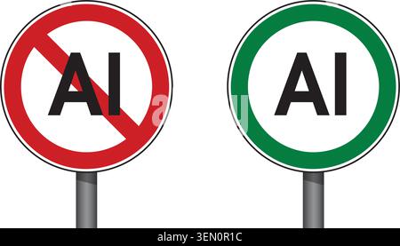 traffic signs set ai allowed and forbidden isolated vector illustration Stock Vector