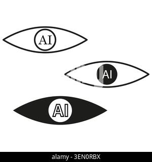 Artificial intelligence computer vision eye icons set vector. Perfect for advanced tech interface design and branding work. EPS 10. Stock Vector