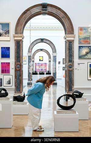 London, UK.  9 June 2026.  A staff member views (C) ’Study #2 M62 (East, West)’ by Mike Nelson RA and other works at the preview of The Summer Exhibition 2026 at the Royal Academy of Arts in Piccadilly, the world’s largest open submission contemporary art show which has taken place annually since 1769.  Co-ordinated by artist Ryan Gander RA, over 1,800 works by Royal Academicians and the general public are on display 16 June to 23 August 2026.    Credit: Stephen Chung / Alamy Live News Stock Photo