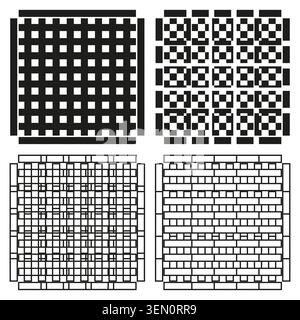 Set of geometric weave grid and checkerboard patterns vector. Ideal for creating seamless backgrounds textures and stencil designs. EPS 10. Stock Vector