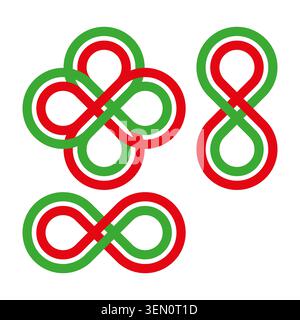 Interwoven infinity symbols and knots in Italian colors vector. Perfect for national branding logos and festive graphic design. EPS 10. Stock Vector