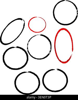 Hand Drawn Circle Frames Set for Text Highlighting, Marketing Annotations and Design Projects Stock Vector