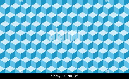 Blue 3D Cube Geometric Grid Abstract Background Stock Vector