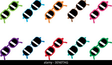 sunglasses colorful glasses set isolated vector illustration Stock Vector