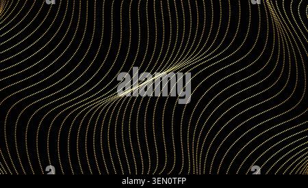 Golden Dotted Wavy Line Abstract Background Stock Vector