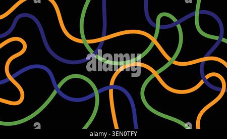 Intertwined Orange Green Blue Wavy Line Abstract Stock Vector