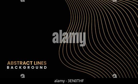 Golden Curved Line Abstract Background Stock Vector