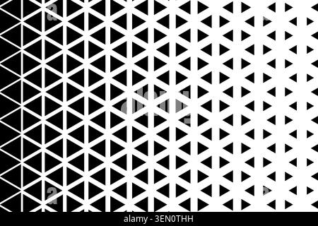 Repeating vanishing triangles pattern. Triangular shapes background with faded effect. Simple geometric mosaic texture. Minimalistic abstract design Stock Vector
