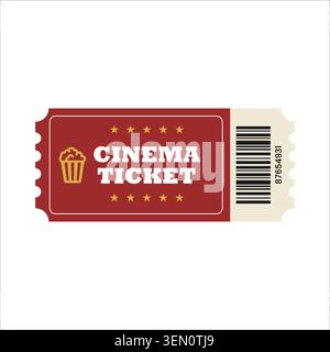 Cinema Ticket Admit One Popcorn Design Stock Vector