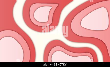 Paper Cutout Layered Red Pink Abstract Background Stock Vector