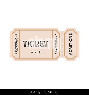Beige Admit One Classic Event Ticket Vector Design Template Stock Vector