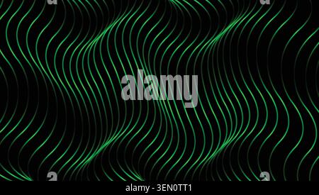 Green Wavy Line Optical Abstract Background Stock Vector