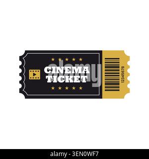 Luxury Cinema Ticket — Black and Gold Movie Pass Vector Stock Vector