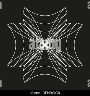 Abstract symmetrical line art of a geometric star pattern vector. Graphic supports technology branding, network icons and spiritual emblems. EPS 10. Stock Vector
