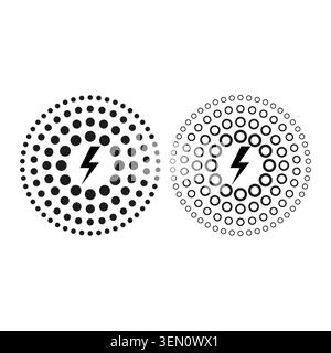 Wireless power and energy field icons with lightning bolt vector. Icons support technology branding, app UI, and energy logos. EPS 10. Stock Vector