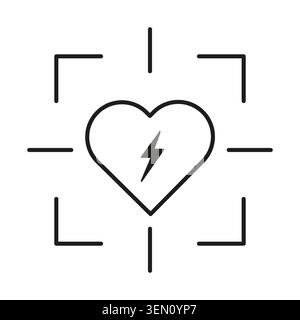Lightning bolt inside heart shape symbolizes health tracking. Medical interface assets work for sports and fitness apps. Vector EPS 10. Stock Vector