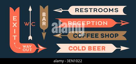 Wayfinding arrows. Directional signs collection Stock Vector