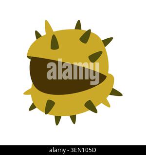 Autumn Chestnut Vector Illustration Flat Geometric Opening Forest Seed Isolated Stock Vector