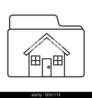 House icon on file folder for property documents. Home management and real estate files organized for storage and access. Vector EPS 10. Stock Vector