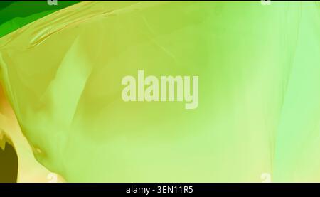 Abstract green and yellow fluid texture with soft gradients and light reflections. Stock Photo