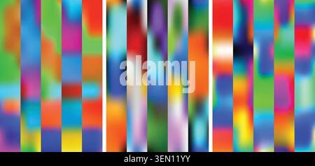 Vibrant abstract vertical gradient stripes background set Stock Vector