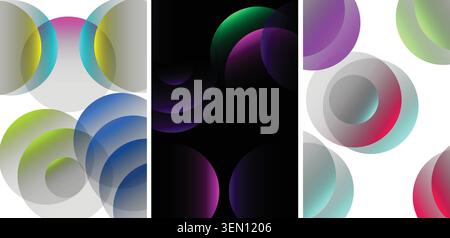 Set of abstract geometric backgrounds with colorful gradient circles Stock Vector