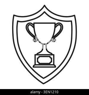 Shield trophy award protection vector icon features championship honor achievement guard concept. Complements sports victory recognition security Stock Vector