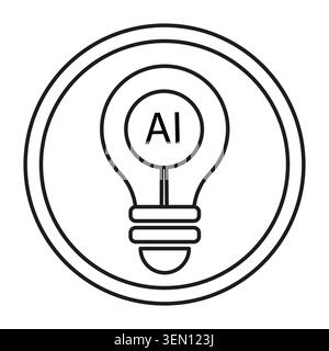 AI lightbulb icon for creative ideas and technology. Vector logo for artificial intelligence innovation and machine learning concepts. Stock Vector