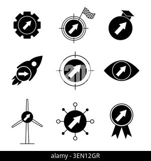 Growth and progress concept icons represent modern business strategy. Graphic elements work for corporate marketing designs. Stock Vector