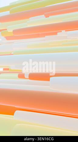 Abstract image of stacked translucent orange and white rectangular shapes. Stock Photo