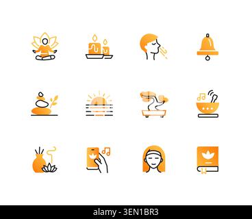 Recreation And Meditation Icons Set Stock Vector
