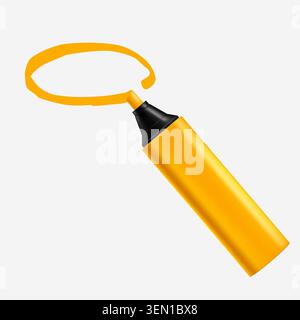 Yellow Highlighter Marker Drawing Circle Stock Vector