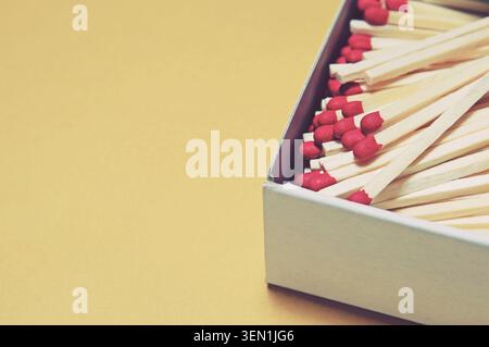 Open Box of Red-Tipped Matches Stock Photo