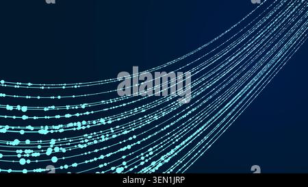 Abstract Technology Background with Digital Data Flow Network and Futuristic Light Connections Stock Vector