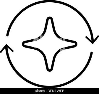 AI star refresh icon. Round regenerate arrow line icon. Digital reset artificial intelligence design infographic pictogram. Refresh generate prompt Stock Vector